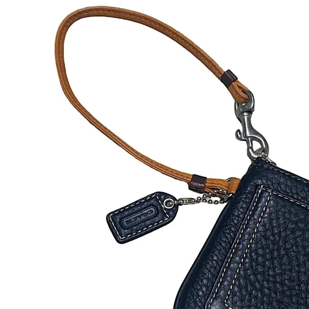 COACH Black Leather Zip Close Wristlet Wallet